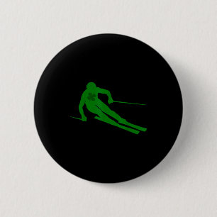 Ski men women kids st patrick's day lucky skiing 6 cm round badge