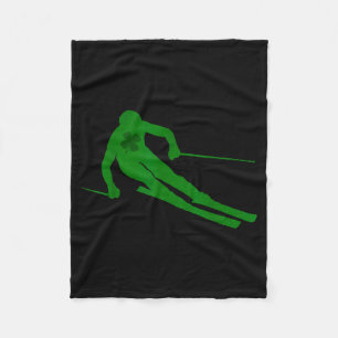 Ski men women kids st patrick's day lucky skiing fleece blanket