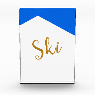 SKI Modern Bright White Mountain Alpine Blue Sky Photo Block