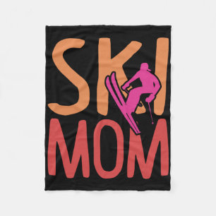 Ski Mom Winter Sports Women Funny Skiing Lover Ski Fleece Blanket