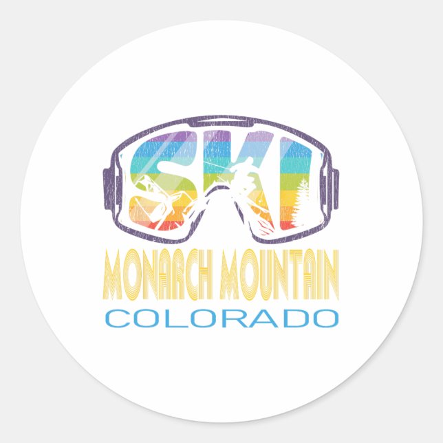 Ski Monarch Mountain Colorado Skiing Vacation  Classic Round Sticker (Front)