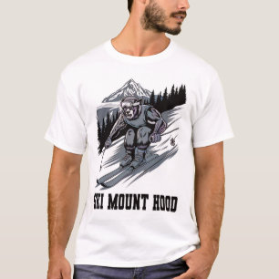 Ski Monster Racing Down Mount Hood Oregon Wow Fun T-Shirt