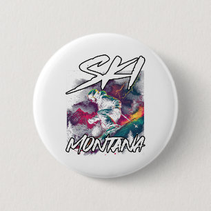Ski Montana Downhill Skiing Adventure Montana Usa 6 Cm Round Badge