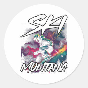 Ski Montana Downhill Skiing Adventure Montana Usa  Classic Round Sticker