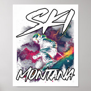 Ski Montana Downhill Skiing Adventure Montana Usa Poster