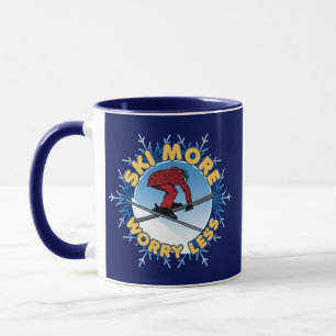 Ski More Worry Less Skiing Quote Mug