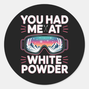 Ski Mountain For Men And Women. Powder Skiing _6  Classic Round Sticker