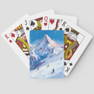 Ski Mountain Slopes Winter Watercolor Playing Cards