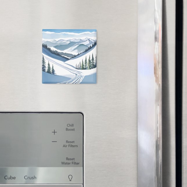 Ski Mountain Watercolor Magnet (In Situ (Fridge))