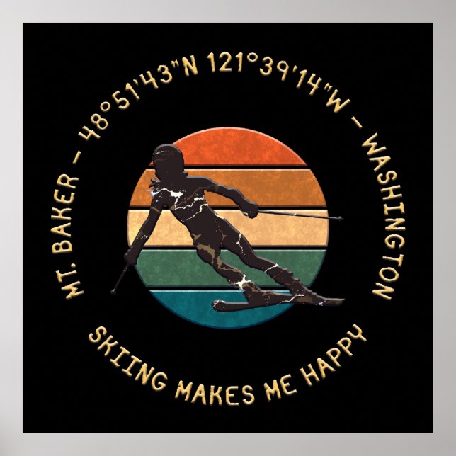 Ski Mt. Baker, Washington - Woman Skier On Dark Poster (Front)