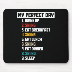 Ski My Perfect Day Funny Vintage Skiing Skier Mouse Pad
