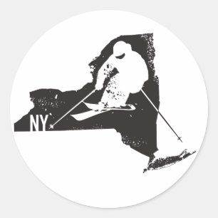 Ski New York Classic Round Sticker