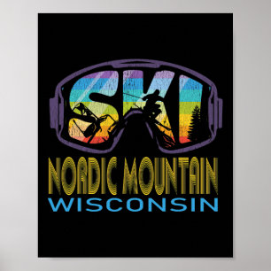 Ski Nordic Mountain Wisconsin Skiing Vacation Poster