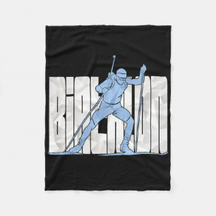 Ski Nordic Snow Winter Sports Skiing Biathlon Athl Fleece Blanket