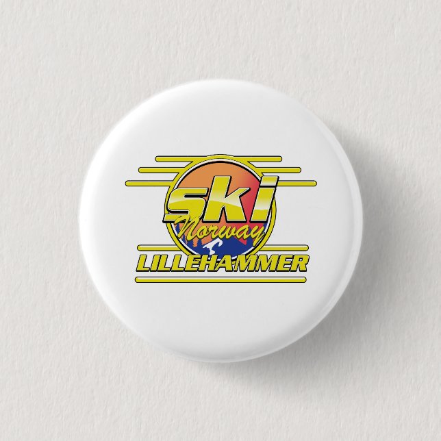 Ski Norway Lillehammer 80s vibe 3 Cm Round Badge (Front)