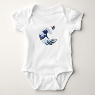 Ski on The Great Wave of Kanagawa Japanese Baby Bodysuit