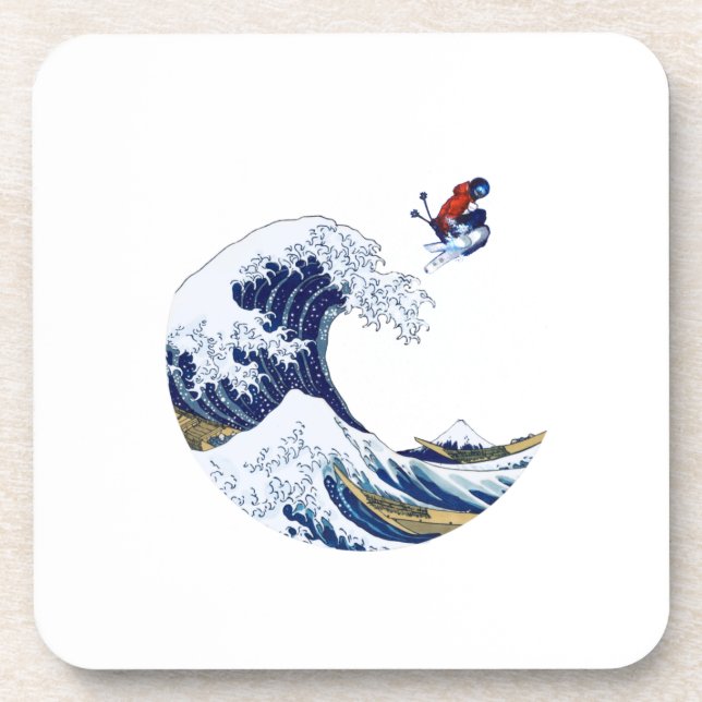 Ski on The Great Wave of Kanagawa Japanese  Coaster (Front)