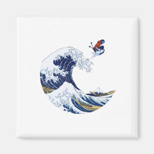 Ski on The Great Wave of Kanagawa Japanese Magnet