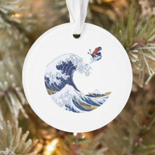 Ski on The Great Wave of Kanagawa Japanese Ornament