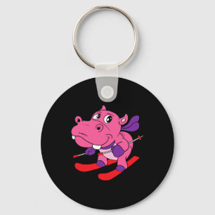 Ski Outfit Skiing Snow Skier Hippo Hippopotamus An Key Ring