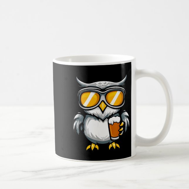 Ski owl with beer _ apres ski comic  coffee mug (Right)