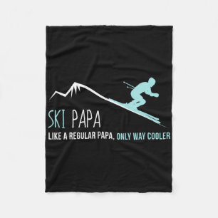 Ski Papa Shirt, Funny Cute Winter Skiing Gift Fleece Blanket
