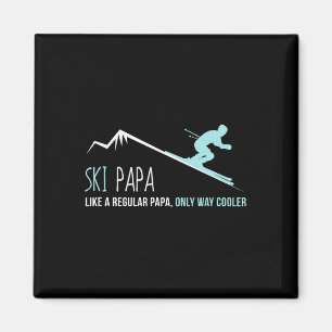 Ski Papa Shirt, Funny Cute Winter Skiing Gift Magnet