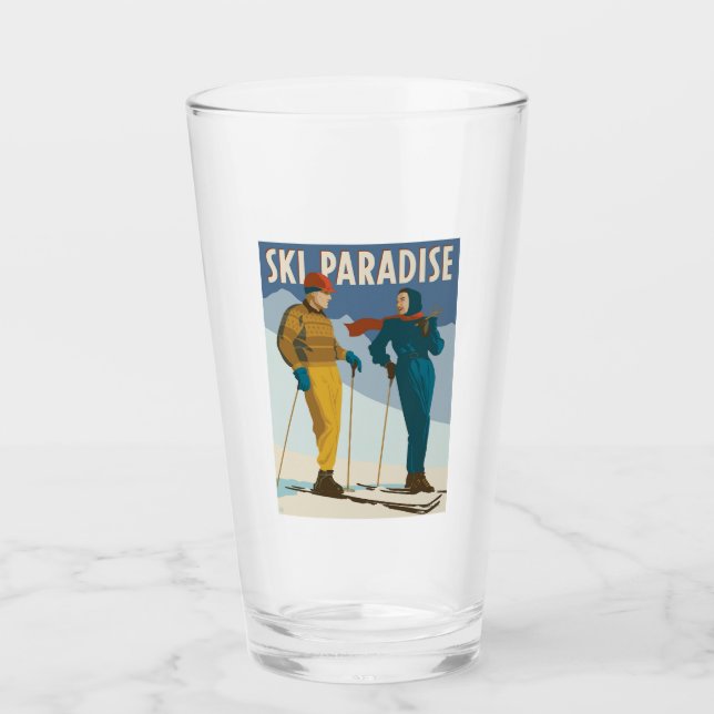 Ski Paradise Vintage  Print Glass (Front)