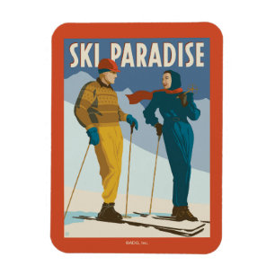 Ski Paradise Vintage  Print Magnet