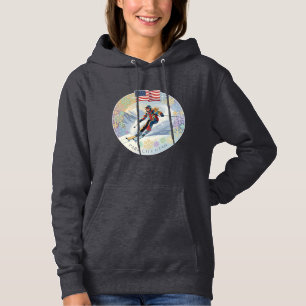 Ski Park City, Utah, Woman Skier Hoodie