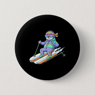 Ski Patrol Sloth Retro 80s Alpine Vibes Snow Mount 6 Cm Round Badge