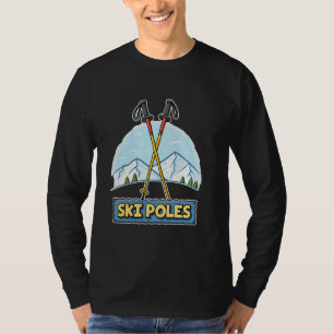 Ski Poles and Snowy Mountains Graphic T-Shirt