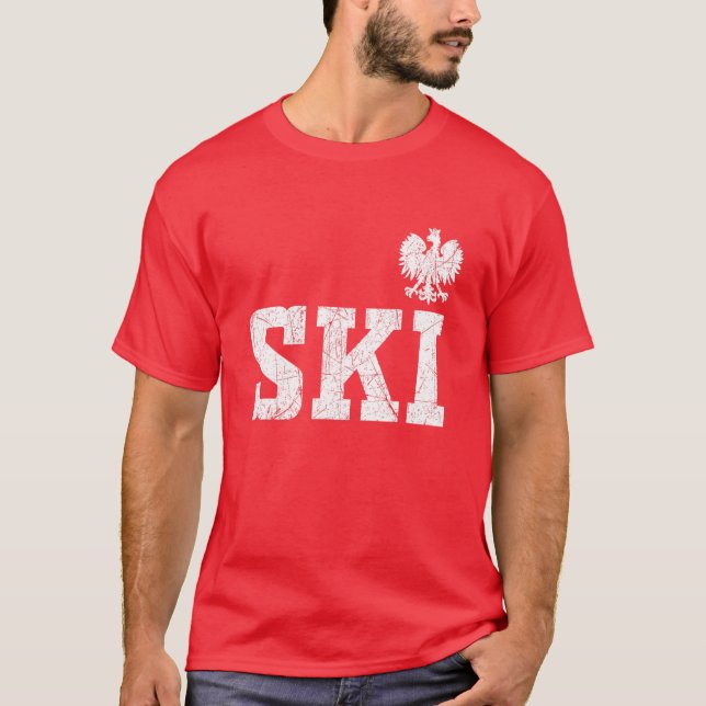 Ski Polish Surname Poland Heritage Polski Eagle Dy T-Shirt (Front)