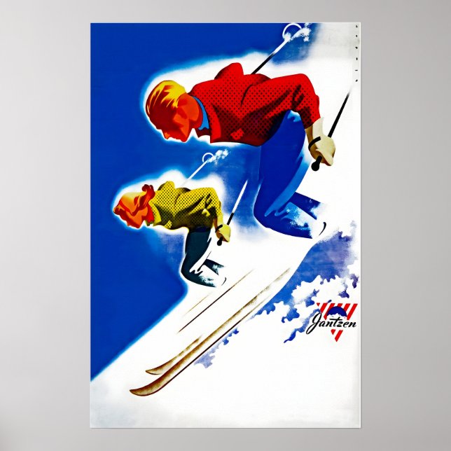 Ski Poster Skiing Art Skier Gift Lodge Poster  (Front)