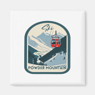 Ski Powder Mountain Retro Vintage Powder Mountain Magnet