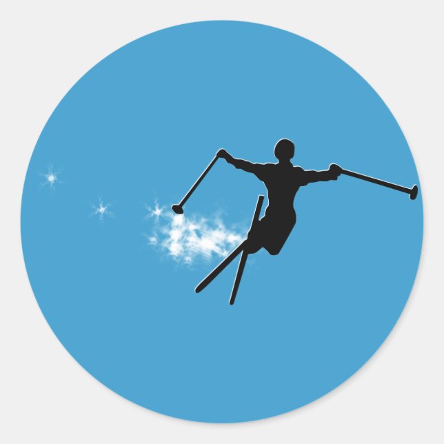 ski powder trail classic round sticker (Front)