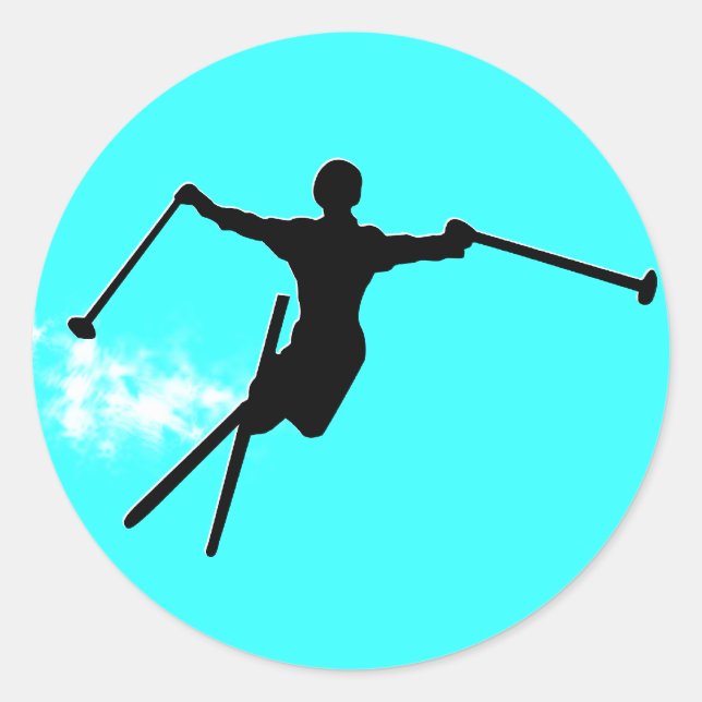ski powder trail classic round sticker (Front)