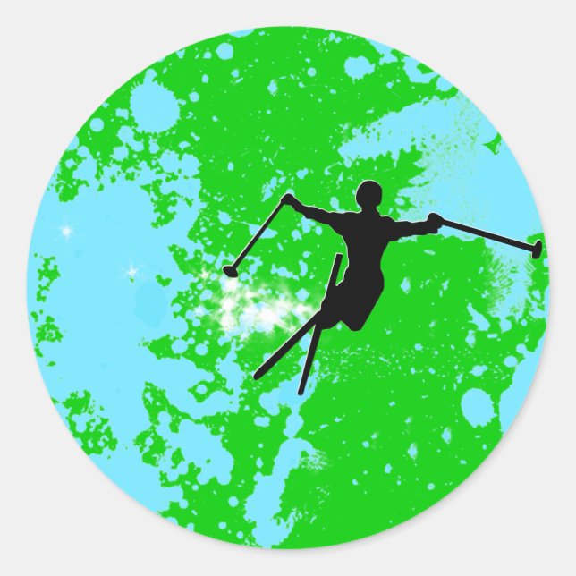 ski powder trail classic round sticker (Front)