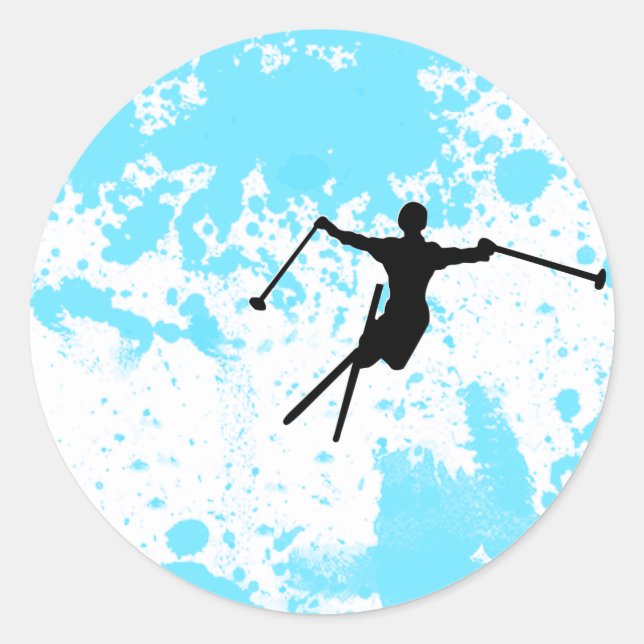 ski powder trail classic round sticker (Front)