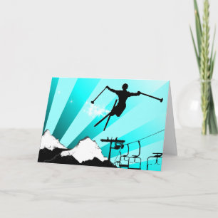 ski powder trail holiday card