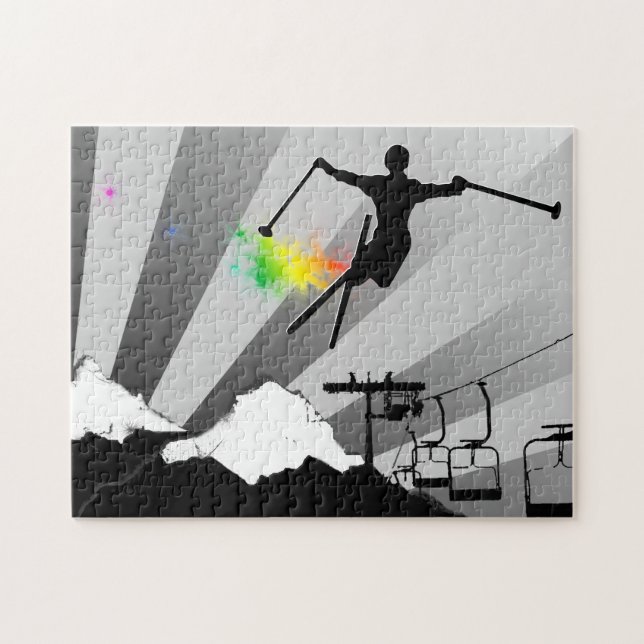 ski powder trail jigsaw puzzle (Horizontal)