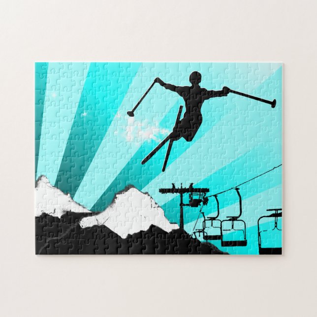 ski powder trail jigsaw puzzle (Horizontal)