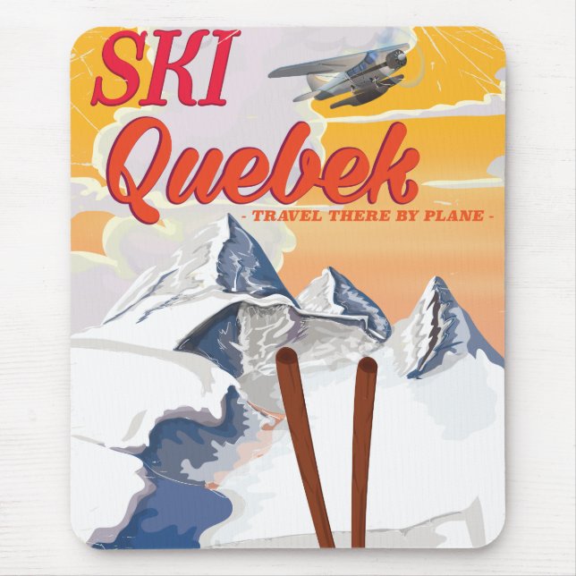 Ski Quebec vintage vacation poster. Mouse Pad (Front)