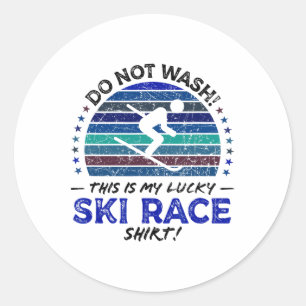 Ski Racer Funny Skier Skiing Quote Retro Vintage G Classic Round Sticker