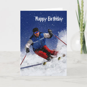 Ski Racing Down the Mountain Card