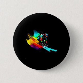Ski Racing Rainbow  6 Cm Round Badge