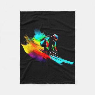 Ski Racing Rainbow  Fleece Blanket