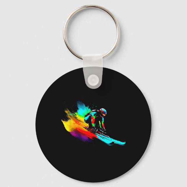 Ski Racing Rainbow  Key Ring (Front)