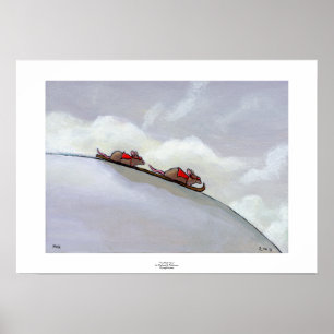 Ski racing rats fun uique art skiing rat painting poster