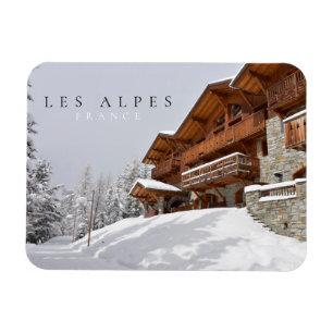 Ski resort chalet in Alps, France Magnet